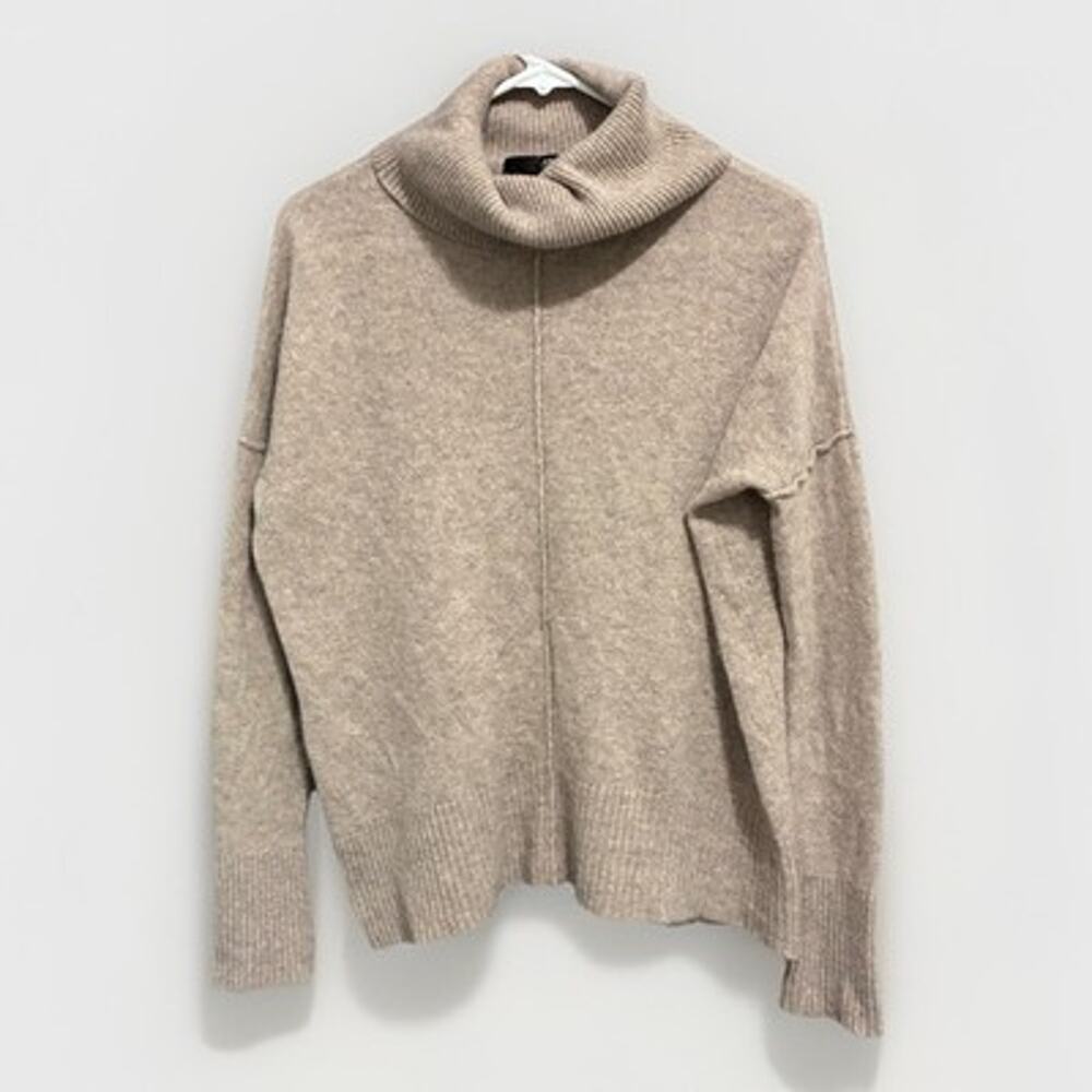 Aqua Cashmere Beige Brown Turtleneck Sweater Size Medium